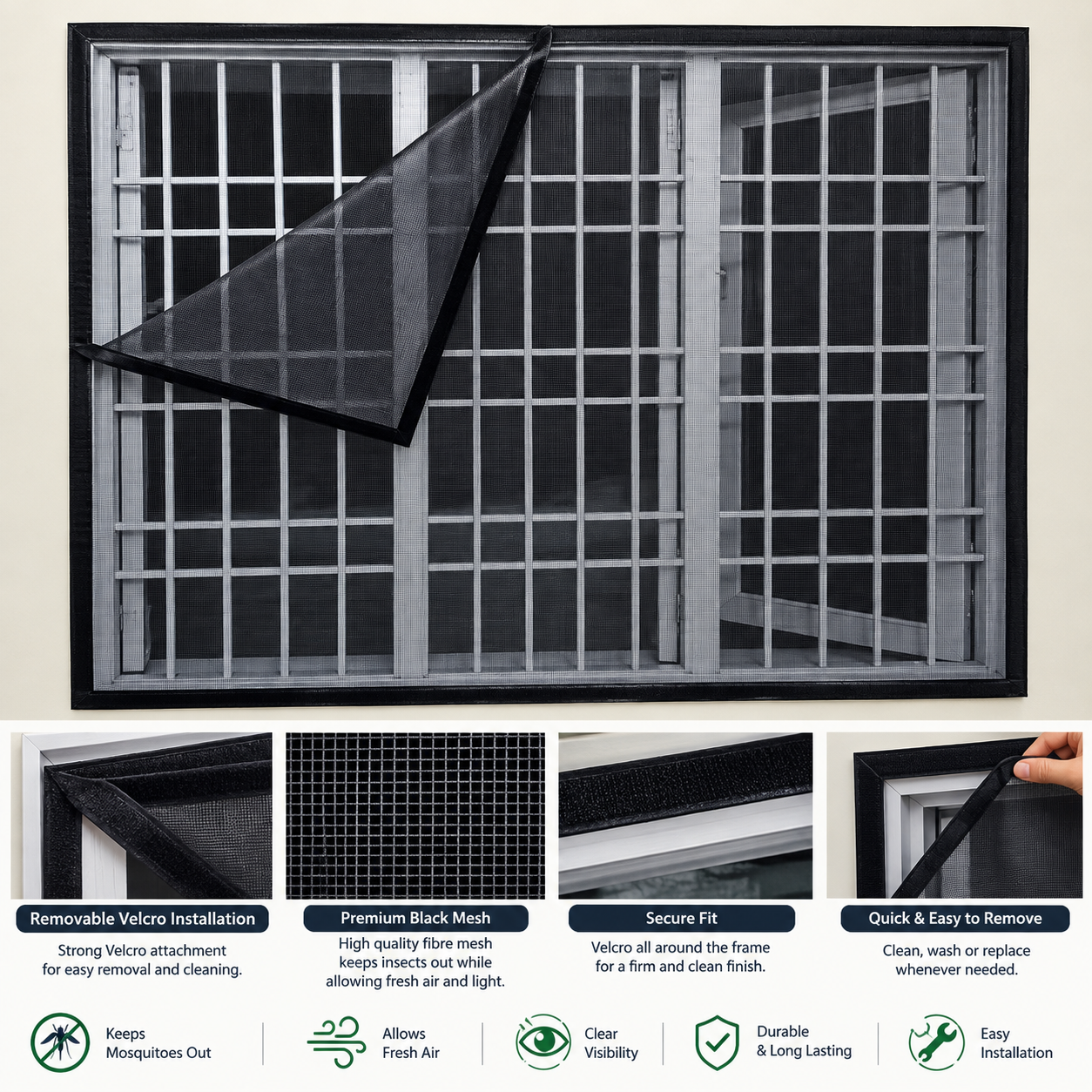 Fiber-mesh with velcro